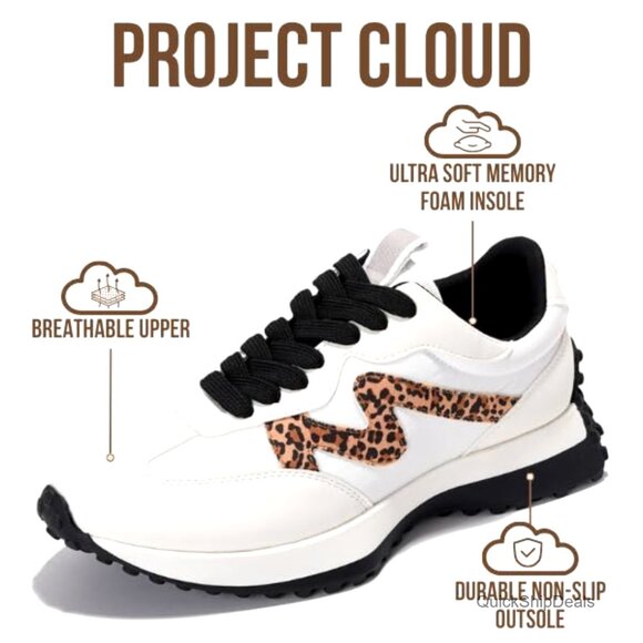 Women's Lightweight Memory Foam Sneakers, Non-Slip Casual Lace-Up Shoes - Picture 2 of 6